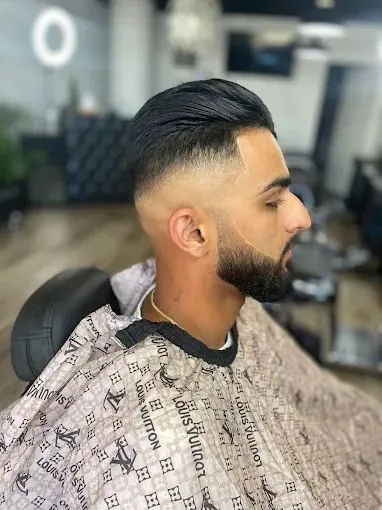 Razor fade with full beard combo